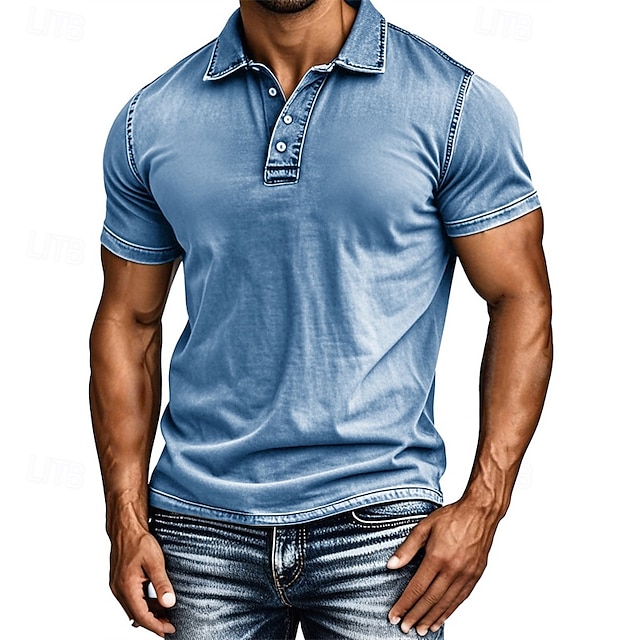  Homme Chemise de golf Polos de Golf Travail Occasionnel Revers Manche Courte Basique Moderne Uni Boutons Été Coupe régulière Noir Rose Bleu Violet Marron Vert Chemise de golf