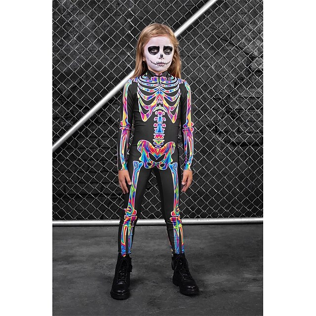  Skull Skeleton Halloween Bodysuit Full Body Catsuit Scary Costume Kid's Adults' Men's Women's Boys' Halloween Carnival Day of the Dead Performance Party Club Easy Halloween Costumes Dress Up