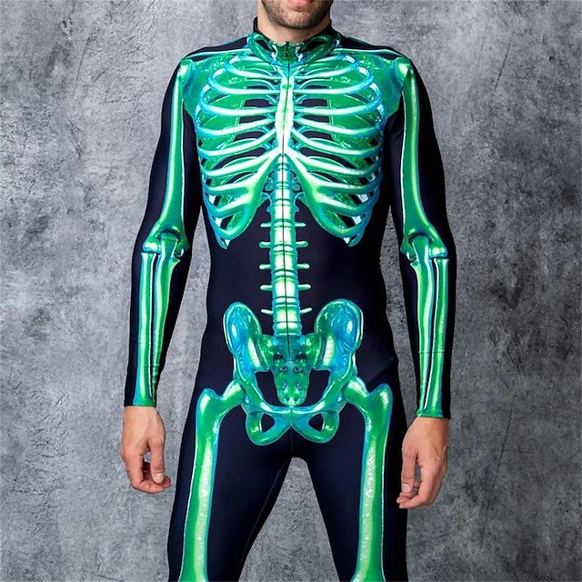  Skull Skeleton Halloween Bodysuit Full Body Catsuit Scary Costume Kid's Adults' Men's Women's Boys' Halloween Carnival Day of the Dead Performance Party Club Easy Halloween Costumes Dress Up