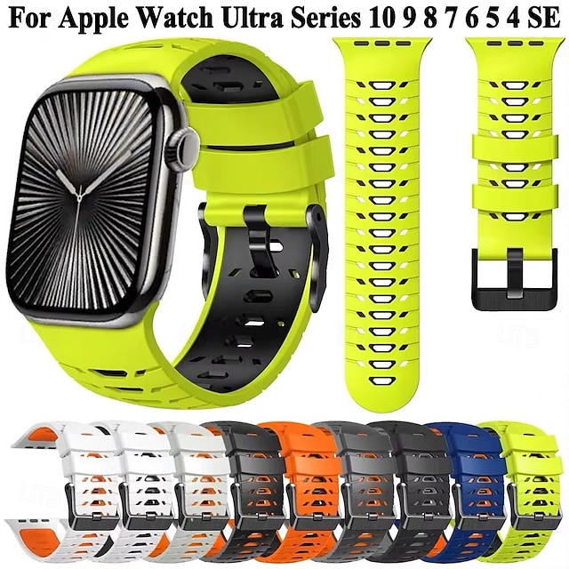  Sportarmband kompatibel mit Apple Watch-Armband 42 mm 44 mm 45 mm 49 mm, robuster Metallverschluss, verstellbares Silikonarmband, Ersatzarmband für iWatch Ultra 2 Serie 9 8 7 SE 6 5 4