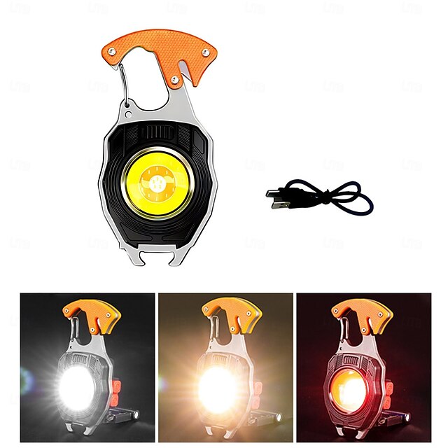  Mini lanterna de chaveiro LED, lanterna de chaveiro LED recarregável Jeswo COB, multifuncional, lanternas de acampamento portáteis de 550 lúmens, 3 modos de luz, para iluminação externa, backup