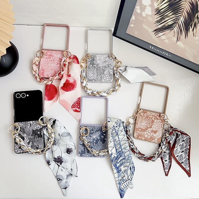  Phone Case For Samsung Galaxy Z Flip 7 Z Flip 6 Z Flip 5 Z Flip 4 Z Flip 3 Back Cover with Lanyard Shockproof Flower Floral
