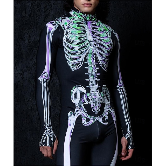  Skull Skeleton Halloween Bodysuit Full Body Catsuit Scary Costume Kid's Adults' Men's Women's Boys' Halloween Carnival Day of the Dead Performance Party Club Easy Halloween Costumes Dress Up
