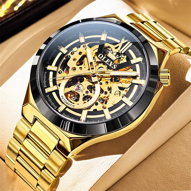  El nuevo reloj de negocios esqueletizado para hombre de la marca Olevs, resistente al agua, luminoso, moderno y moderno, reloj mecánico totalmente automático, reloj de pulsera deportivo informal para