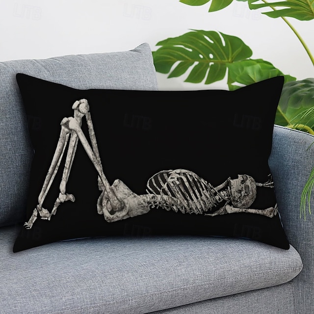  Capa de almofada lombar decorativa de Halloween, 1 peça, capa de almofada quadrada macia, fronha para quarto, sala de estar, sofá, cadeira