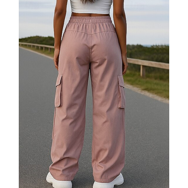 Women's Wide Leg Pants Cargo Pants Jogging Pants Drawstring Pocket High ...