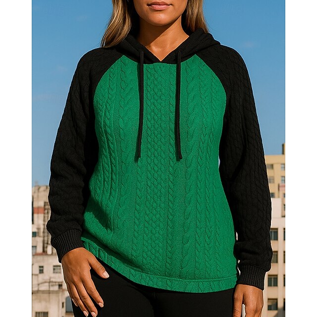 Women's Pullover Sweatshirt Casual Tops Drawstring Long Sleeve Top Athleisure Patchwork Sun Protection Windproof Outdoor Running Yoga Sportswear Activewear Green4