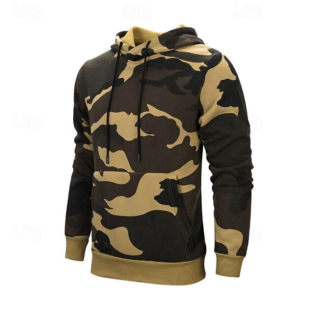  Bărbați Hanorac cu Glugă Verde Militar Kaki camuflare verde Capișon camuflaj Cordon Buzunar frontal Zilnic Concediu Ieșire Poliester Șic Stradă Casual Toamnă Iarnă Îmbrăcăminte Hanorace hanorace