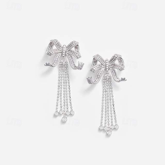  Femmes Boucles d'oreilles clous Géométrique Précieux Nœud ancien Mode Pendant Diamant Imitation Des boucles d'oreilles Bijoux Argent Pour Mariage Soirée Fête Bal de promo 1 Paire