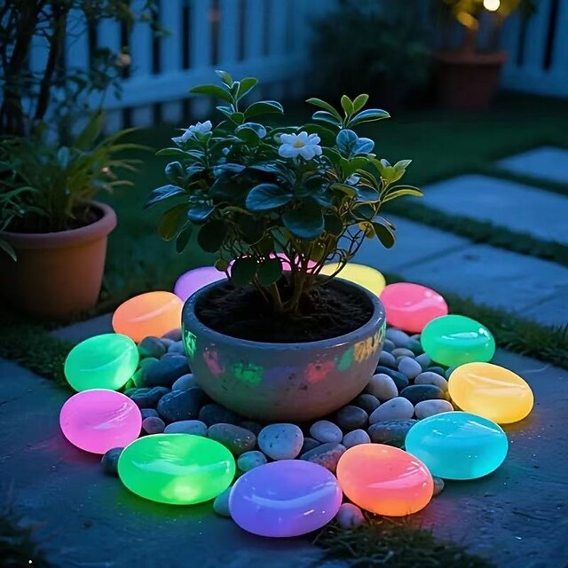30 Pack Extra Large Glowing Pebbles, 1.77 Inch Diameter, Garden and ...