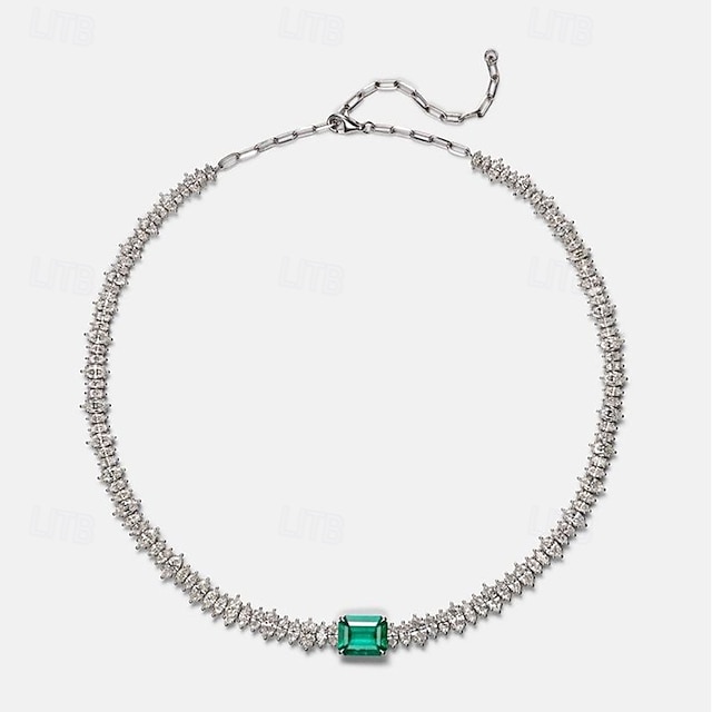  Kort halskæde Syntetisk Diamant Rhinsten Dame Elegant Årgang Klassisk Bryllup Cirkelformet Halskæder Til Bryllup Fest Daglig