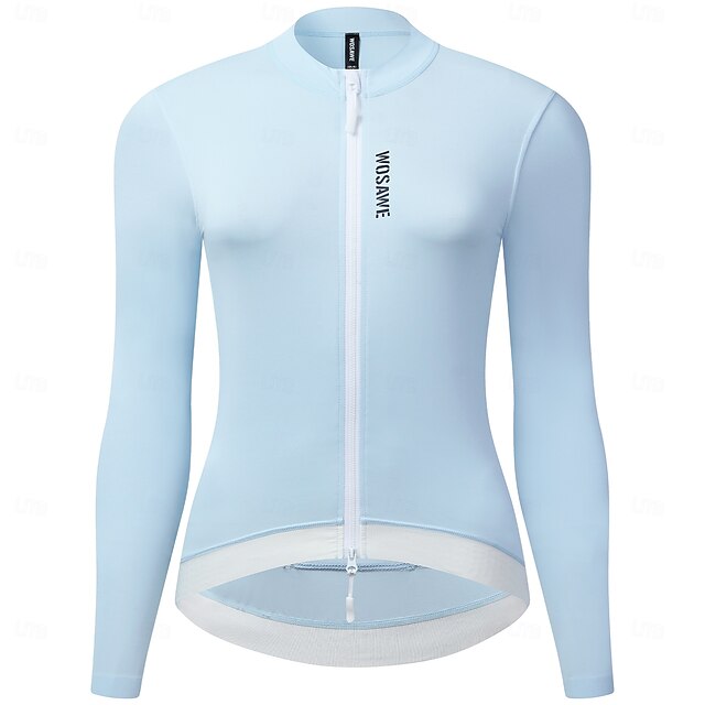  WOSAWE Damen Radtrikot Downhill-Trikot Langarm Fahhrad Trainingsanzug Trikot Kompressionskleidung mit 3 Gesäßtaschen Mountainbike MTB Straßenradsport Reflektierende Streifen Rückentasche