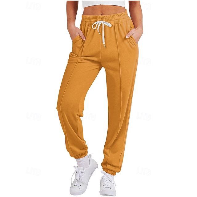 Damen Jogginghose Hose mit weitem Bein Jogginghosen Tasche Kordelzug Verdickung Hohe Taille Unterteile Athleisure Fitnessstudio Trainieren Herbst Winddicht Atmungsaktiv Fitnesstraining Outdoor Laufen