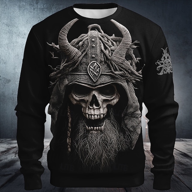  Halloween Homens Gráfico Diabo Moletom Moletom Moletom com capuz Gola Redonda Punk Impressão 3D Férias Feriado Preto 1 Preto Crewneck Impressão 3D 3D Todas as Estações Designer
