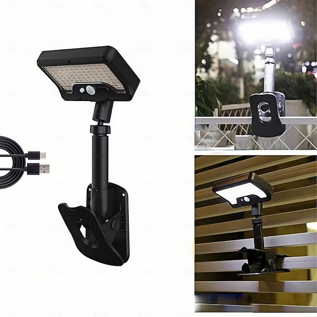  Clip USB su luce solare esterna con sensore di movimento 92 LED luci solari per recinzioni illuminazione di sicurezza impermeabile recinzioni ponti drenaggio campeggio tro 1 pz