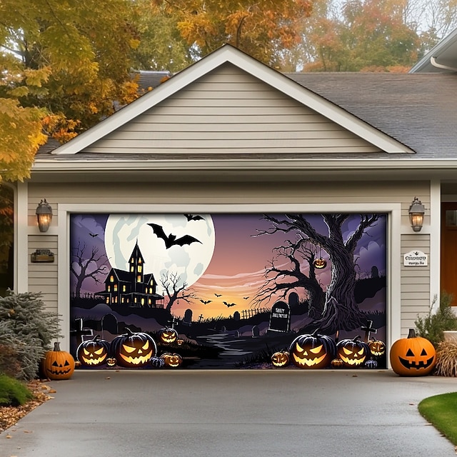  Halloween Ulkona autotallin kauhujen talo Katteena Vainajat Lippu Suuri Gobeliini Taustakuvajuhlia varten Ulkona autotallin ovi Koti Seinäkkeet
