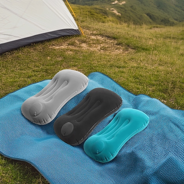  cojín de playa inflable &Almohada de camping: almohada de viaje portátil con tejido polar coral, diseño sin relleno para playa, oficina y hogar - azul verdoso &Limpieza de puntos negros, solo asientos