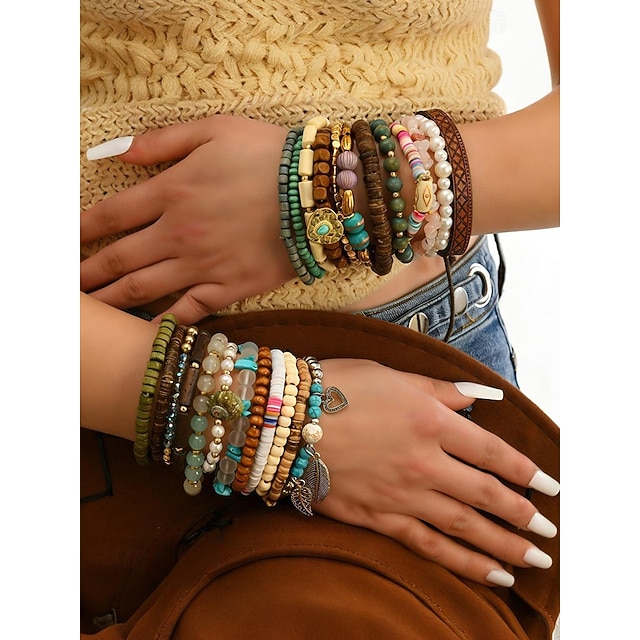 Set di braccialetti intrecciati bohémien popolari, bracciale
