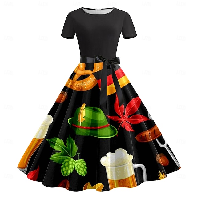  Oktoberfest Bier Kleid Bayerisch München Deutsch Grafik Für Damen Erwachsene Karneval Oktoberfestbier 3D-Druck Party