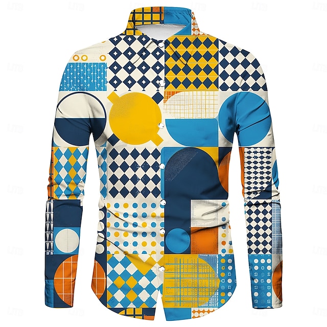  Retro Antiguo Años 70 Camisas Disco Geométrico Psicodélico Hombre Víspera de Todos los Santos Carnaval Festival de Música Desfile del orgullo Fiesta temática retro Adulto Camisas