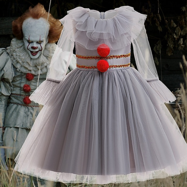  Klaun Pennywise předvečer Všech svatých Šaty Kostým Fancy kostým To Horor Strašidelný kostým Dětské Dívčí předvečer Všech svatých Karneval Výkon Párty Jednoduché Halloweenské kostýmy Oblékněte se