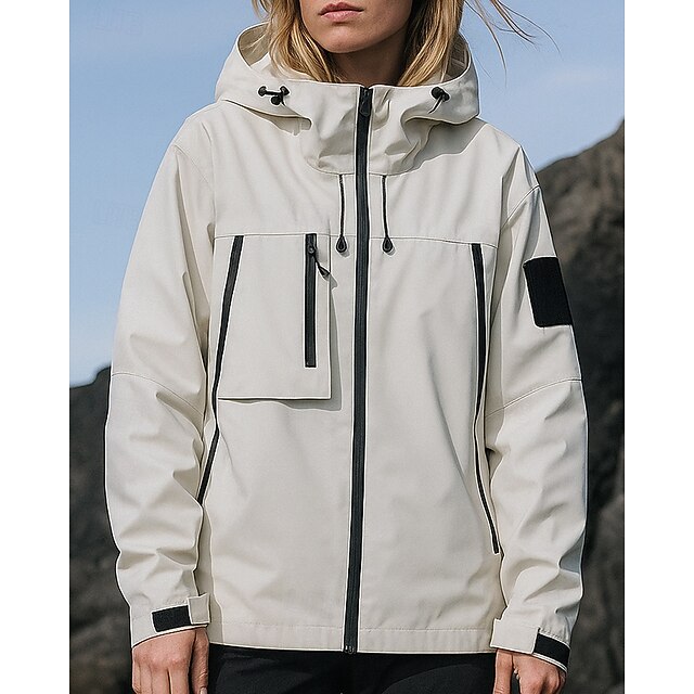 Women's Windbreaker Softshell Jacket Hiking Jacket Outdoor Waterproof Windproof Hiking Outfits Hiking Clothes Spring Autumn / Fall Top Camping / Hiking / Caving Running Solid Color White4