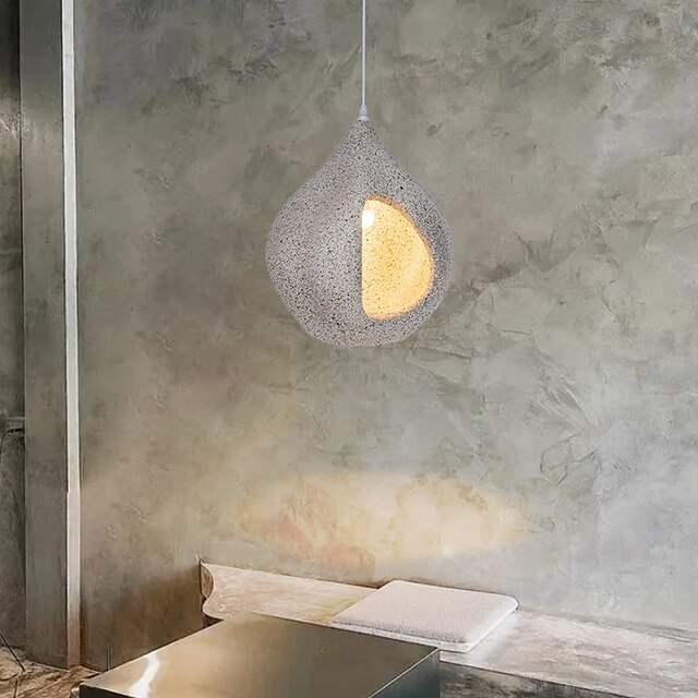  Polystyren pendellampe, vintage landlig 1 lys LED, 48 cm højde, varmt hvidt lys, e26 e27, justerbar kæde