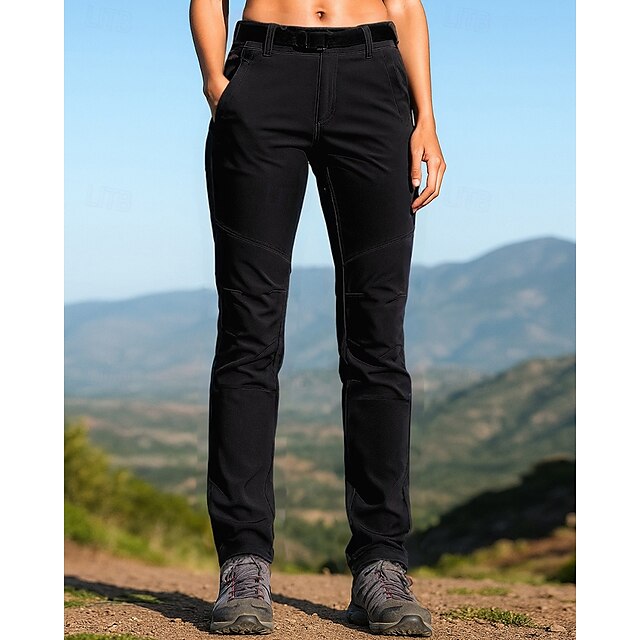  Damen Wanderhosen Regenhose zum Wandern Fleecehosen Außen Normale Passform Thermik Wasserdicht Winddicht Unterteile Tasche Schwarz Purpur Camping / Wandern Laufen S M L XL XXL