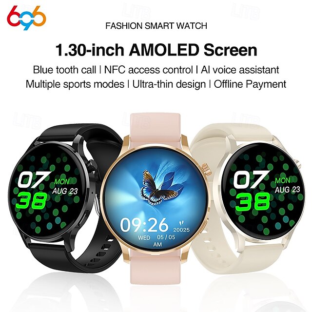  Watch3 Pro Reloj inteligente 1.3 pulgada Smartwatch Reloj elegante Bluetooth Podómetro Recordatorio de Llamadas Seguimiento de Actividad Seguimiento del Sueño Monitor de Pulso Cardiaco Compatible con