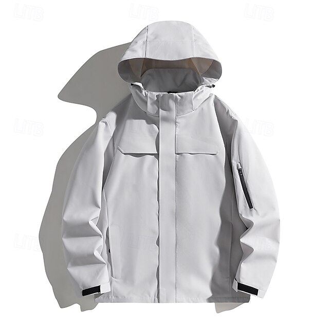  Herren Windjacke Wanderjacke Hardshelljacke Außen Wasserdicht Winddicht Wanderoutfits Wanderbekleidung Frühling Herbst Oberteil Camping / Wandern / Höhlenforschung Laufen Einfarbig Schwarz Armeegrün