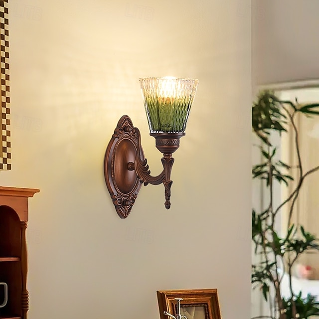  applique da parete, lampade da parete moderne, applique da parete in stile fattoria con paralume in vetro trasparente, luci da parete per soggiorno, camera da letto, scale, bagno, corridoio 110-240 V