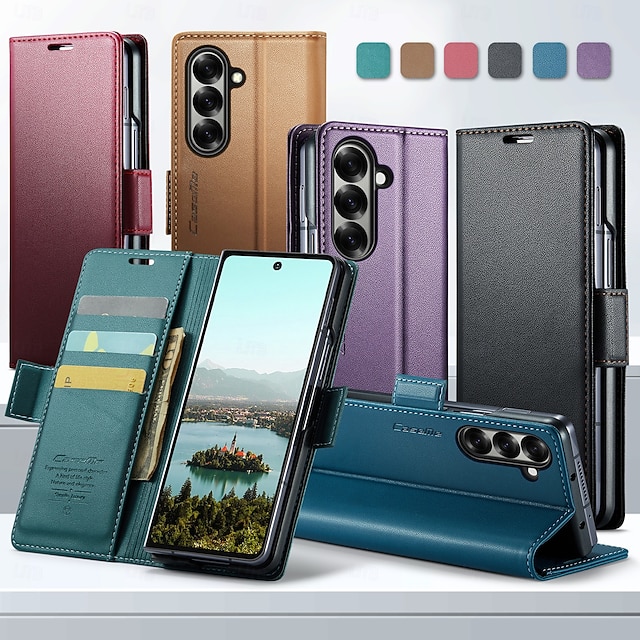  電話 ケース 用途 サムスンのギャラクシー Zフォールド7 Zフォールド6 Z Fold 5 ウォレットカードケース スタンド付き 磁石バックル ワイヤレス充電をサポート レトロ風 TPU PUレザー