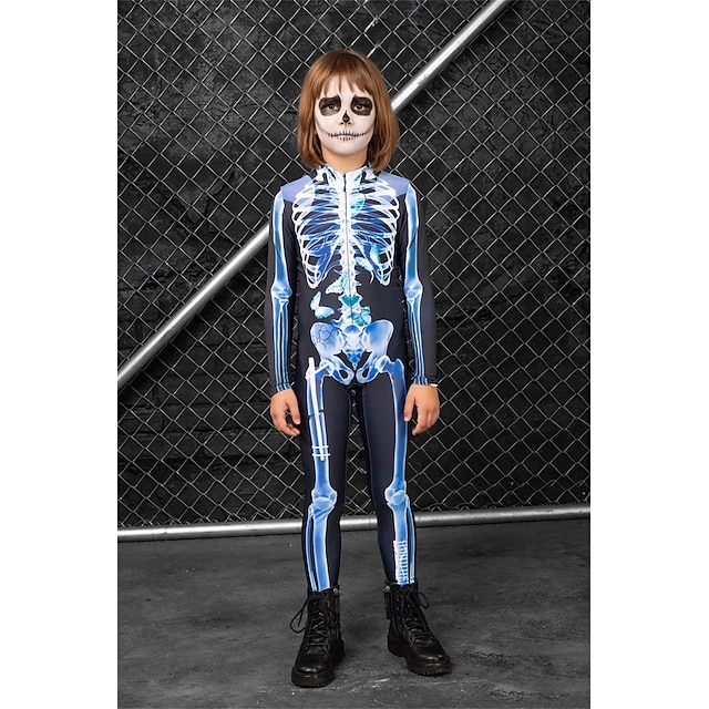  Schedel/skelet Carnaval Romper Catsuit voor het hele lichaam Eng kostuum Kinderen Volwassenen Voor heren Dames Jongens Halloween Carnaval Dag van de Doden Prestatie Feest Club Gemakkelijk