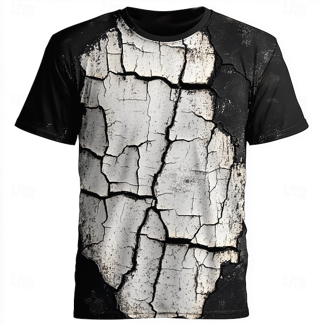  Homens 3D impressão Abstrato 3D Camiseta Manga Curta Camiseta Impressão 3D Gola Redonda Crewneck Camisa Exagerado Designer Festa Rua Casual Preto / Branco Vermelho Marron Verão Primavera Todas as