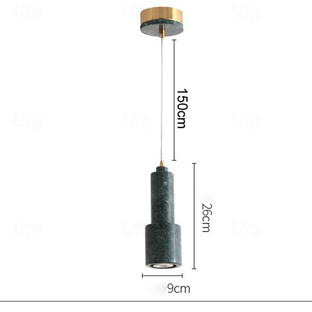 Natural Stone Cylinder Pendant Light,, 26cm Height, Warm White/White