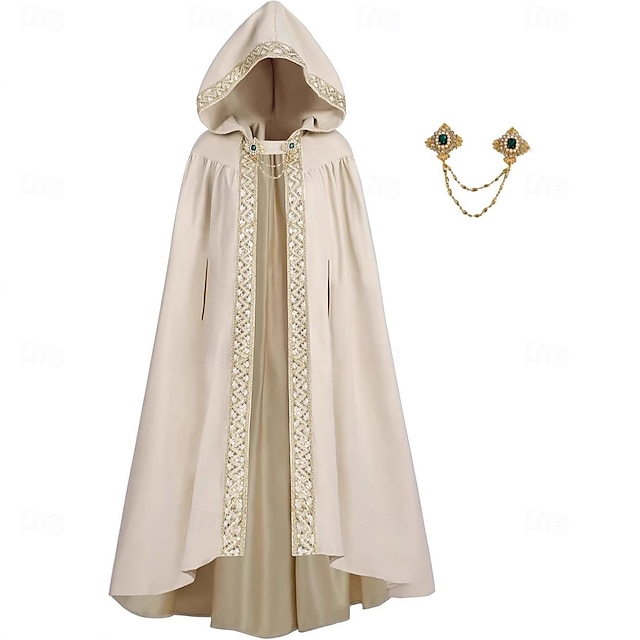  Retro Středověké Renesanční Pláštěnka Přehoz plášť s kapucí Upír Unisex Keltské Fantazie předvečer Všech svatých Karneval Výkon LARP Dospělí Přehoz Celý rok