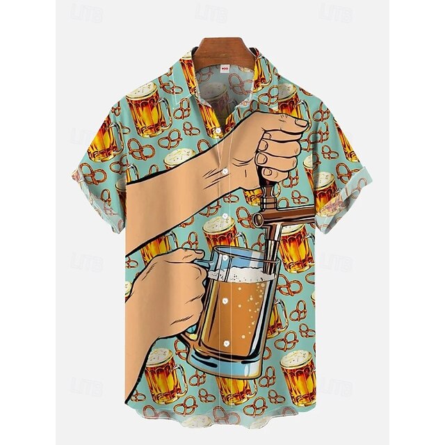  Oktoberfest Cerveja Camisas do Havaí Camisa Aloha Bávaro Munique Alemão Arte Gráfica Para Homens Adulto Carnaval Cerveja Oktoberfest Impressão 3D Férias Festa