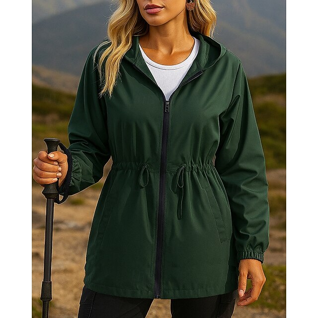 Women's Outdoor Jacket Hiking Jacket rain coat Outdoor Waterproof Windproof Hiking Outfits Hiking Clothes Spring Autumn / Fall Top Camping / Hiking / Caving Running Green4