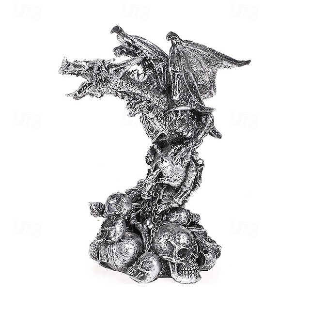  ハロウィン樹脂フィギュアスケルトン魔法のドラゴン像ゴシック樹脂工芸装飾家庭用ガーデン不気味なファンタジーオーナメントお化け屋敷ホリデーパーティーディスプレイアクセサリー