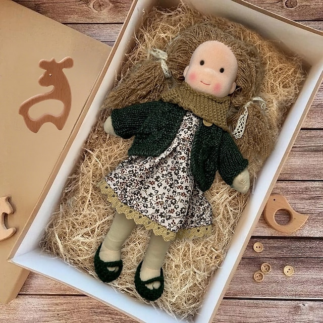  手作りのウォルドルフ人形、女の子の赤ちゃん用、洋服セット付き - 11.8インチの柔らかいぬいぐるみ、幼児向け、お子様へのクリスマスプレゼントに最適