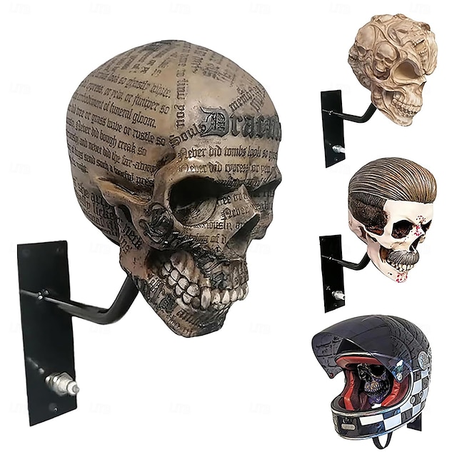  Suport pentru craniu de cască de motocicletă, suport pentru depozitarea căștilor, suport pentru pălării, suport pentru cască cu craniu, obiecte artizanale din rășină, pentru paltoane, șepci, mingi de