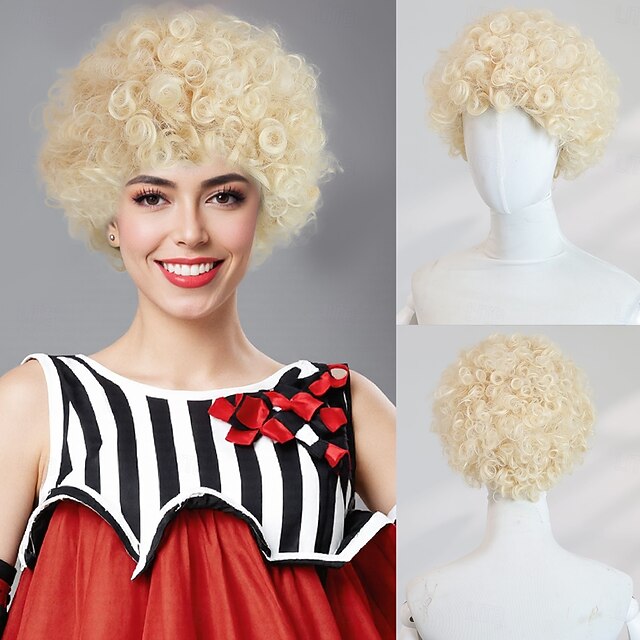  10‑Inch Gold African Curl Wig for Women – Full Bangs, Long Synthetic Hairpiece, Perfect for Halloween Cosplay & Party Looks