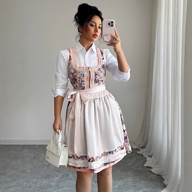  Oktoberfest Dress Dirndl Maid Bavarian German Munich Wiesn Women's Carnival Party Beer Festival Traditional Style Cloth