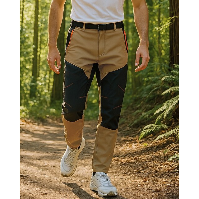 Men's Hiking Pants Trousers Hiking Rain Pants Patchwork Outdoor Regular Fit Waterproof Windproof Lightweight Bottoms Pocket Khaki Camping / Hiking Running S M L XL XXL4