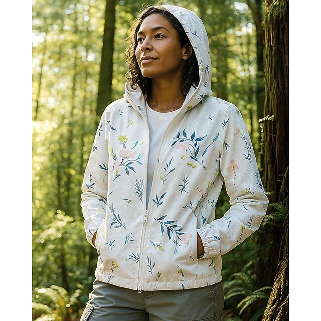 Women's Windbreaker Hiking Jacket rain coat Outdoor Waterproof Windproof Lightweight Hiking Outfits Hiking Clothes Spring Autumn / Fall Top Camping / Hiking / Caving Running White4