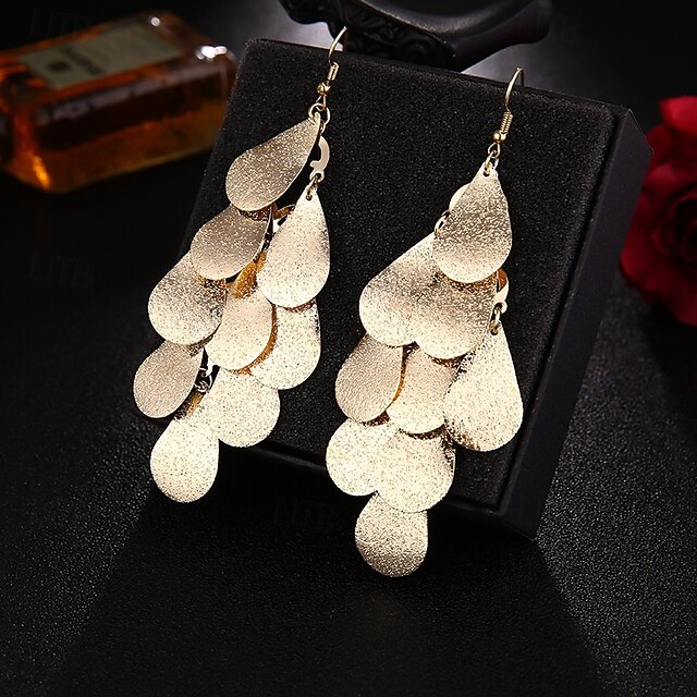 Drop Earrings Classic Leaf Korean Earrings Jewelry Silver / Black / Gold For Wedding Work Halloween Daily Festival4