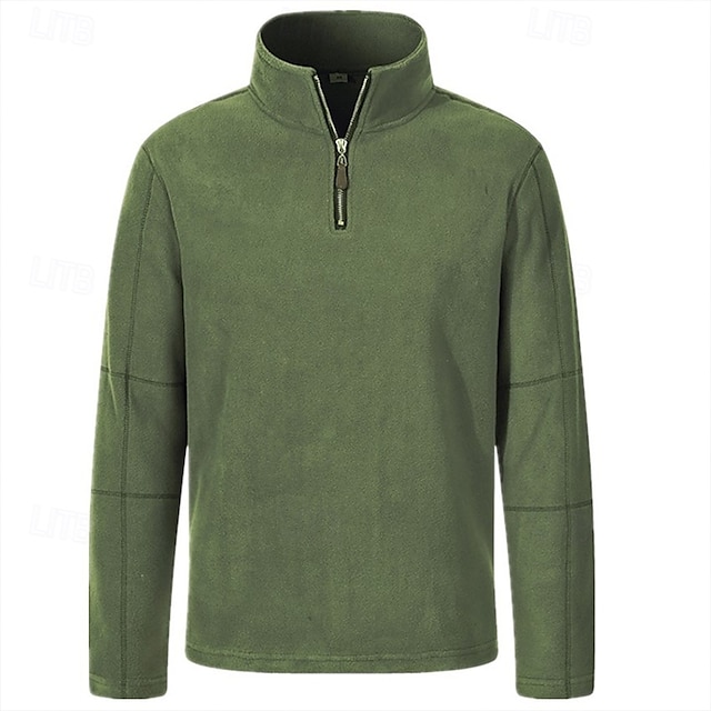  Per uomo Maglia Felpa con cappuccio in pile Felpa con zip corta Nero Marrone Verde Cachi Grigio scuro Collo Alto Semplice Zip a un quarto Sport & Outdoor Casuale Quotidiano Streetwear Cool