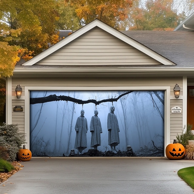  Halloween Buiten Garage Deur Cover Hengende Lijk Skeletten Banner Grote Wandtapijt Achtergrond Decoratie voor Feestdagen Buiten Garage Deur Huiswanddecoraties