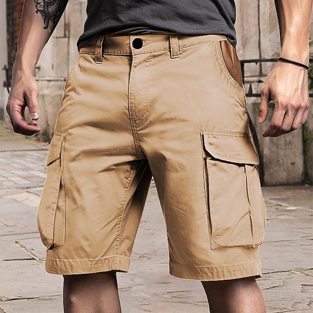  Per uomo Pantaloncini cargo Shorts Pantaloncini Estivi Multi-tasche Tasca con Patta Semplice Comodità Indossabile Lunghezza al ginocchio All'aperto Sport Quotidiano Moda Casual Verde Cachi
