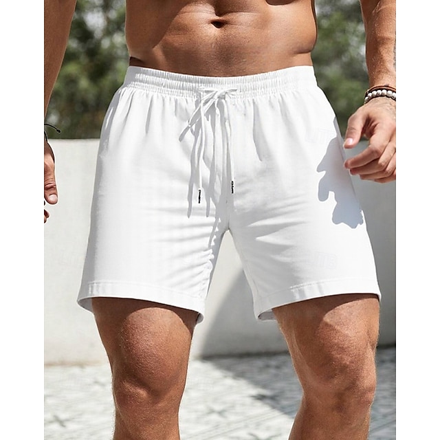  Per uomo Shorts Pantaloncini Estivi Pantaloncini casual Tasca Elastico in vita Coulisse Semplice Comodità Traspirante Corto All'aperto Vacanza Canotta sportiva Casual Nero Bianco Micro-elastico